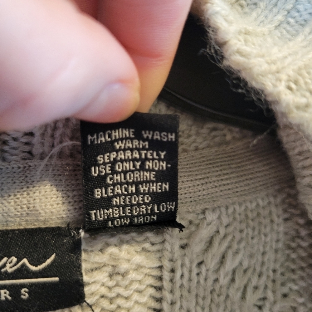 North River Outfitters Gray Cable Knit Hooded Long Sleeve Cardigan - Picture 7 of 7